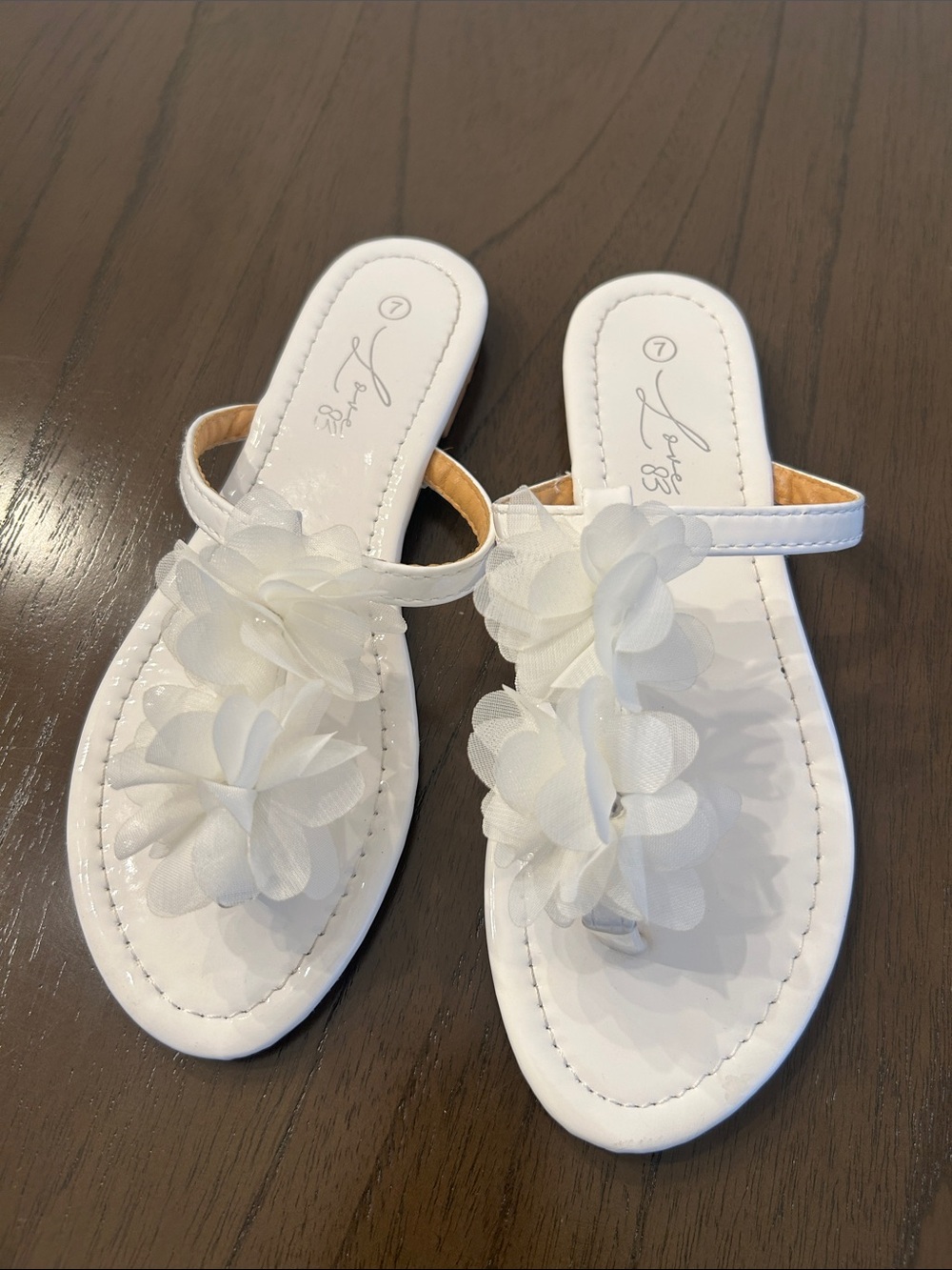White Floral Slide Sandals for Women